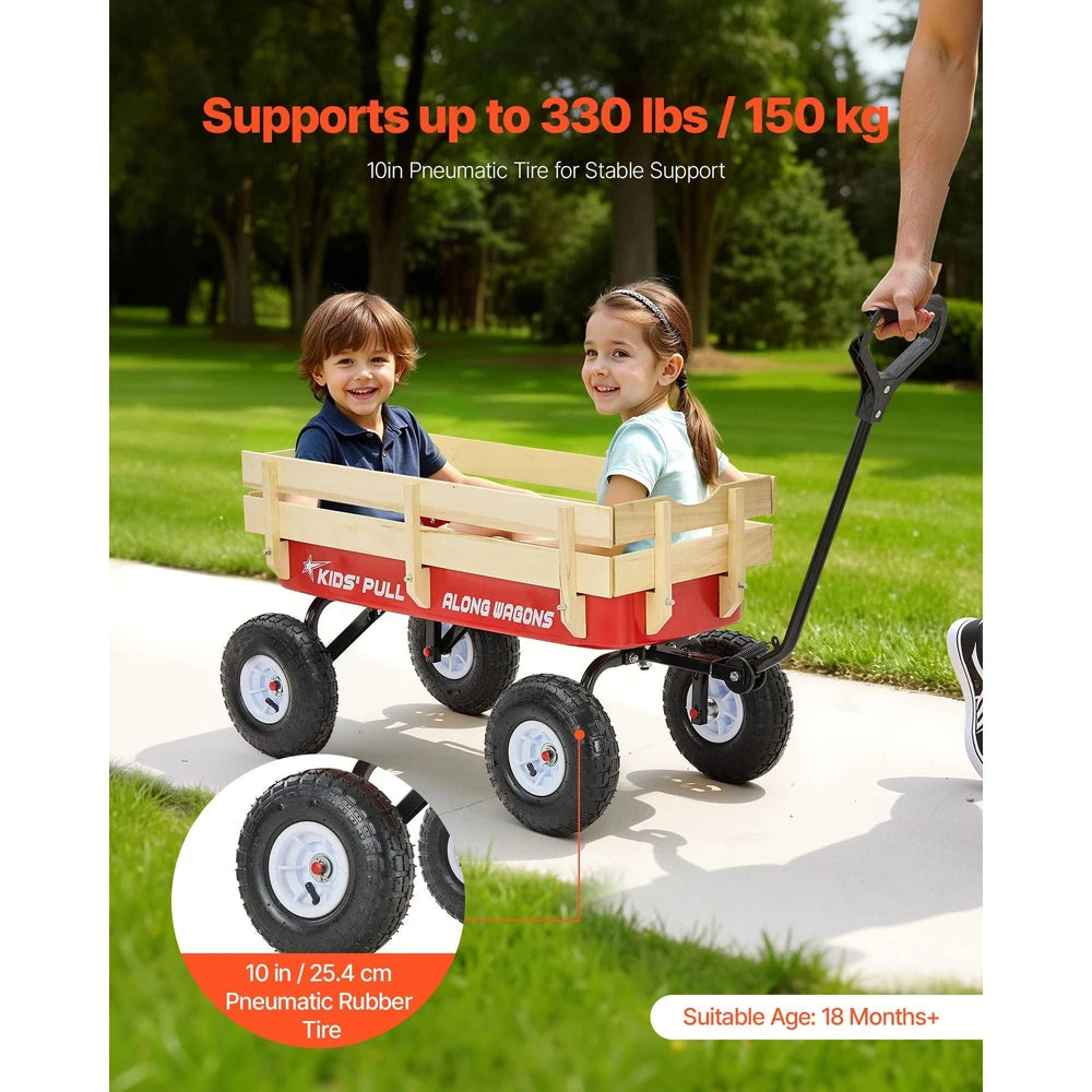 Pull-Along Wagon for Kids – Heavy-Duty Utility Wagon, 330 lb Capacity (Red)