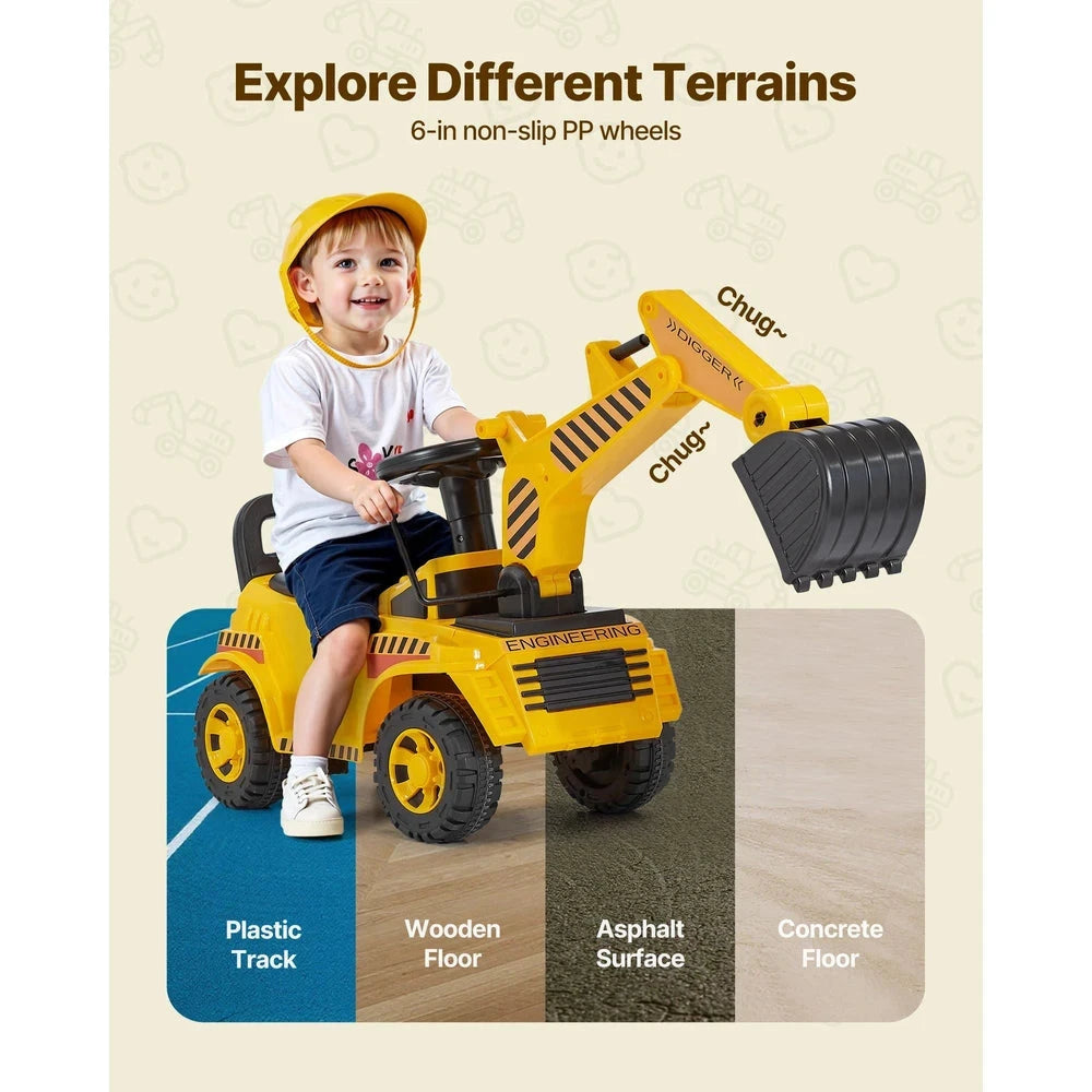 Toddler Ride-On Push Car – Excavator-Themed Ride-On Racer