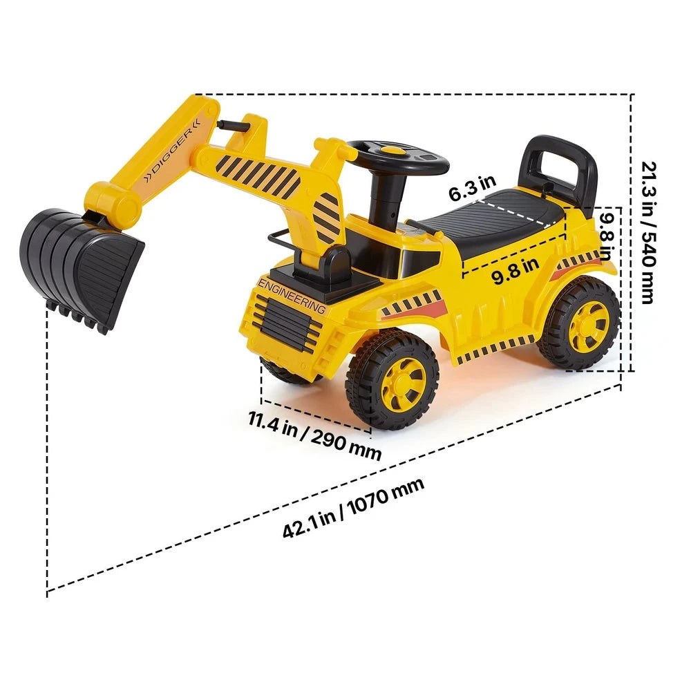 Toddler Ride-On Push Car – Excavator-Themed Ride-On Racer