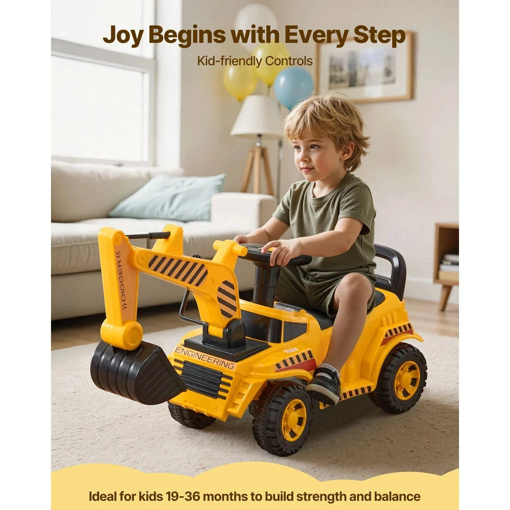 Toddler Ride-On Push Car – Excavator-Themed Ride-On Racer