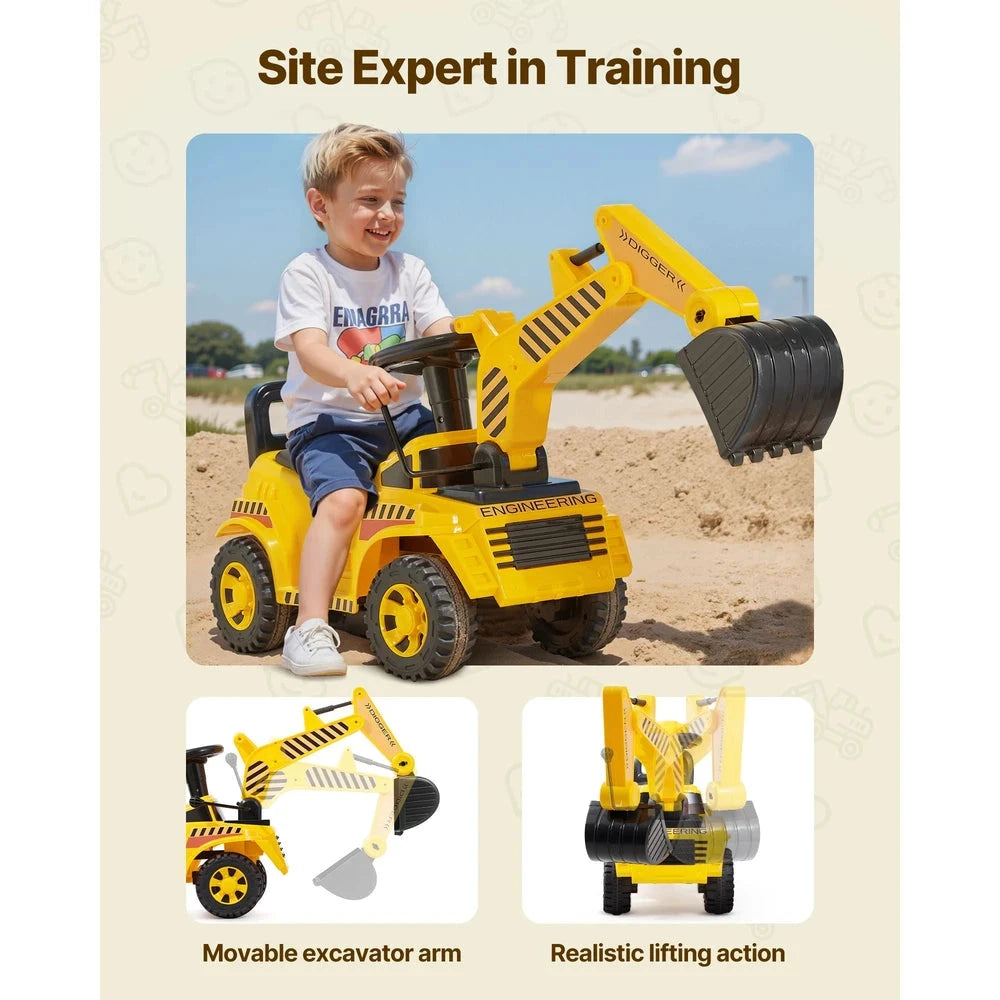 Toddler Ride-On Push Car – Excavator-Themed Ride-On Racer