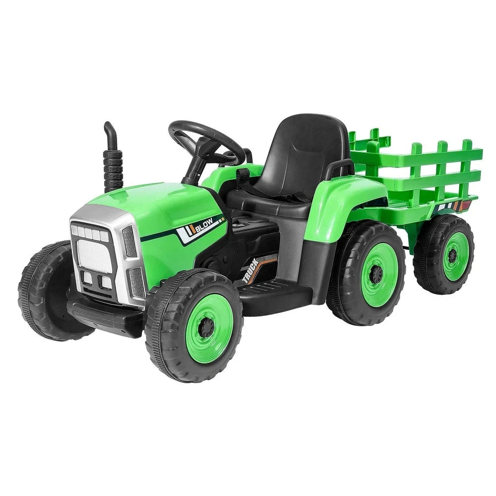 Kids 12V Electric Ride-On Tractor – Battery-Powered Trailer Set with Remote & Music