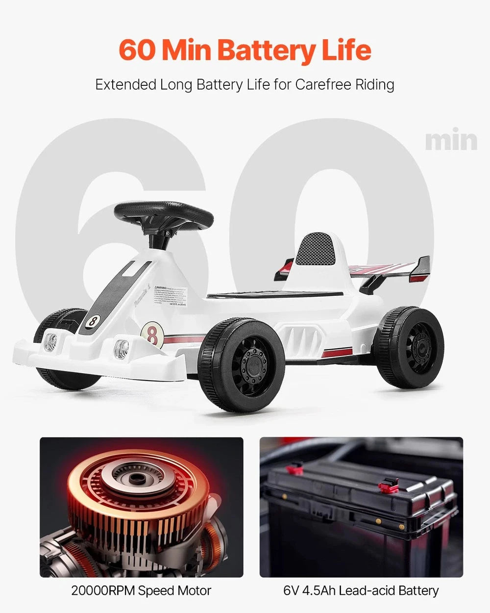 Kids 6V Electric Go Kart – Battery-Powered Ride-On Racer