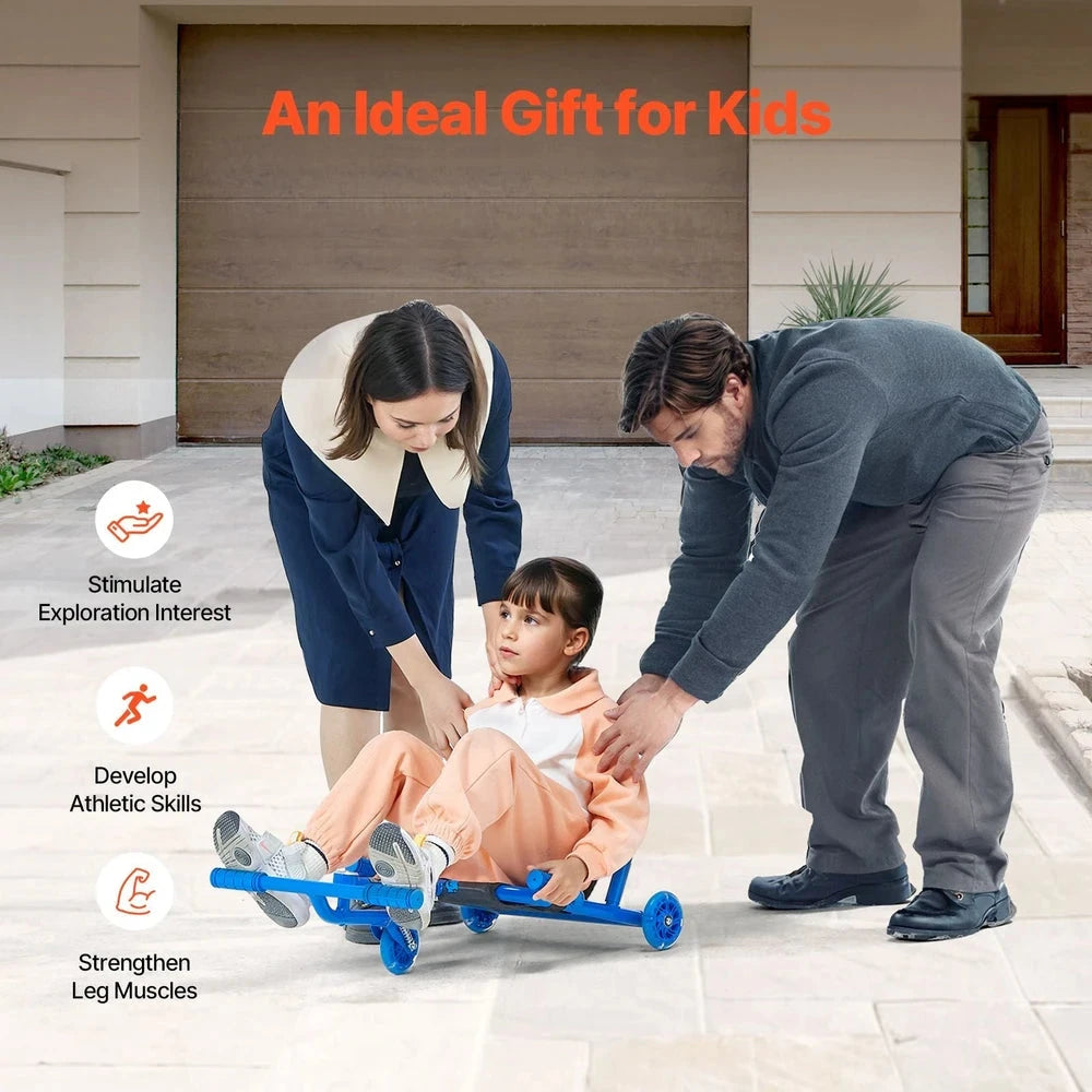 Kids Drifting Scooter – Wiggle Ride-On with LED Wheels (Blue)