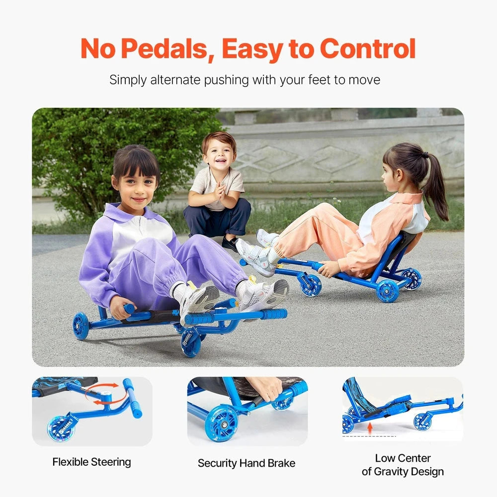 Kids Drifting Scooter – Wiggle Ride-On with LED Wheels (Blue)