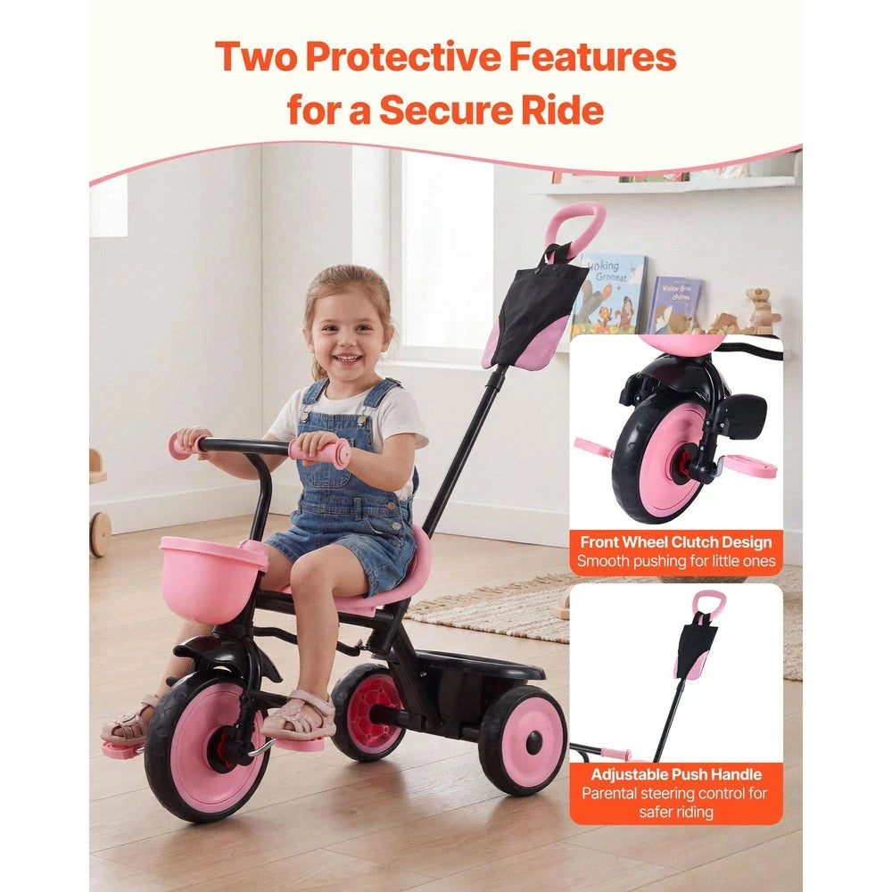 Convertible Toddler Tricycle – Push-Handle Trike with Stroller Mode