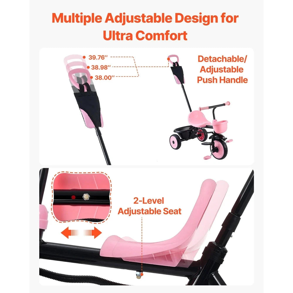 Convertible Toddler Tricycle – Push-Handle Trike with Stroller Mode
