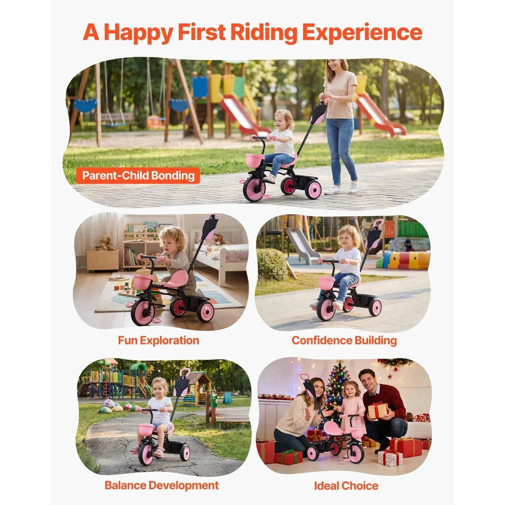 Convertible Toddler Tricycle – Push-Handle Trike with Stroller Mode