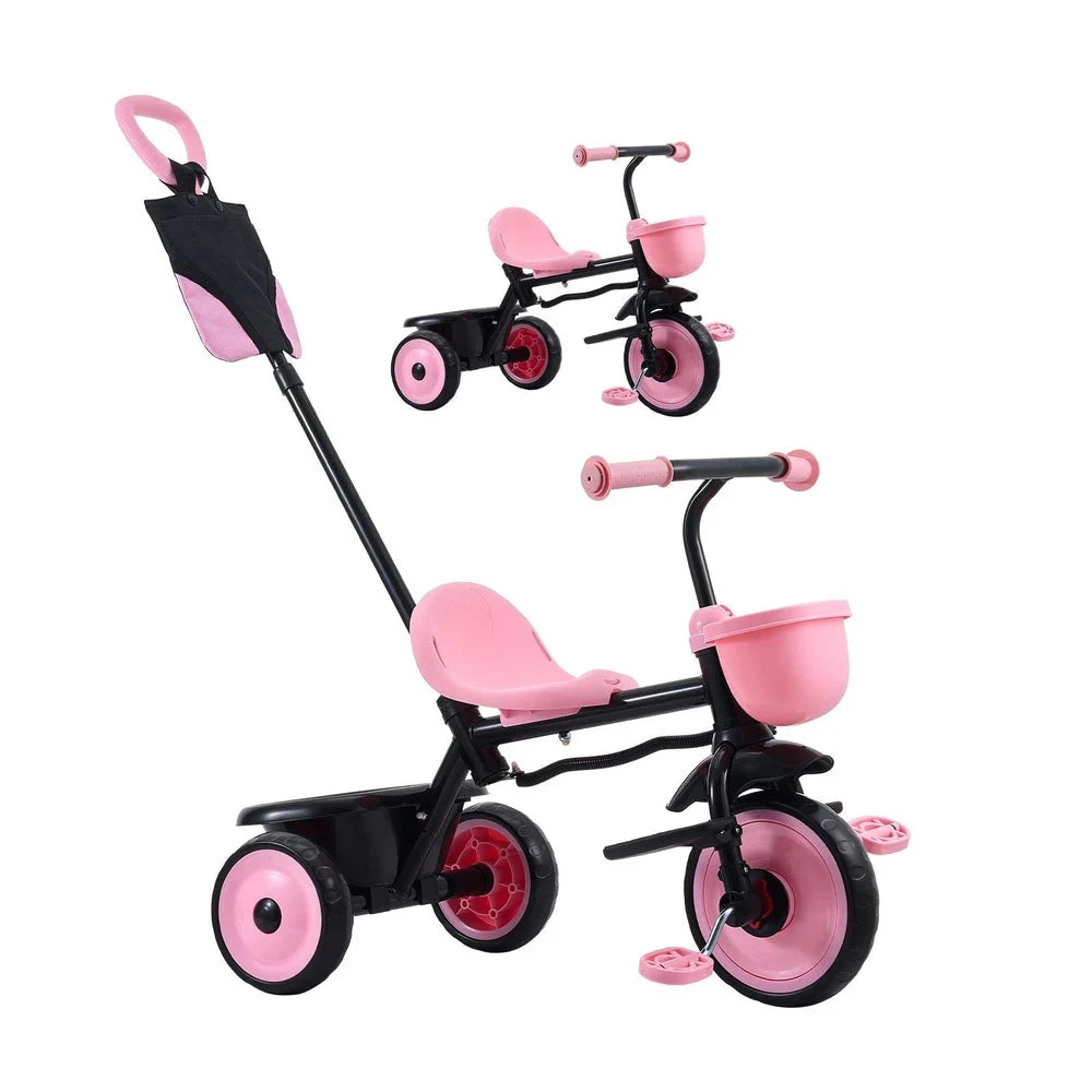 Convertible Toddler Tricycle – Push-Handle Trike with Stroller Mode