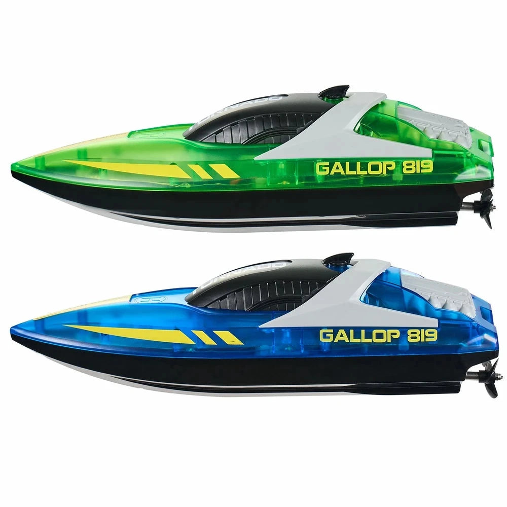 RC Racing Boat Set – Dual-Battery Waterproof Speedboat for Kids (Blue/Green)