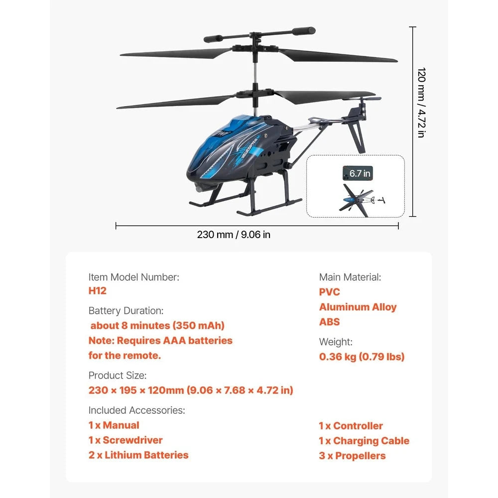 Beginner RC Helicopter – Altitude-Hold Remote Control Flyer for Kids (Blue)