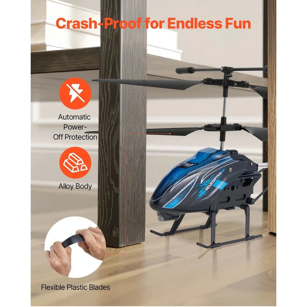 Beginner RC Helicopter – Altitude-Hold Remote Control Flyer for Kids (Blue)