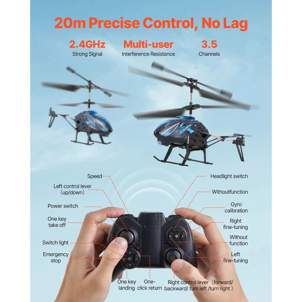 Beginner RC Helicopter – Altitude-Hold Remote Control Flyer for Kids (Blue)