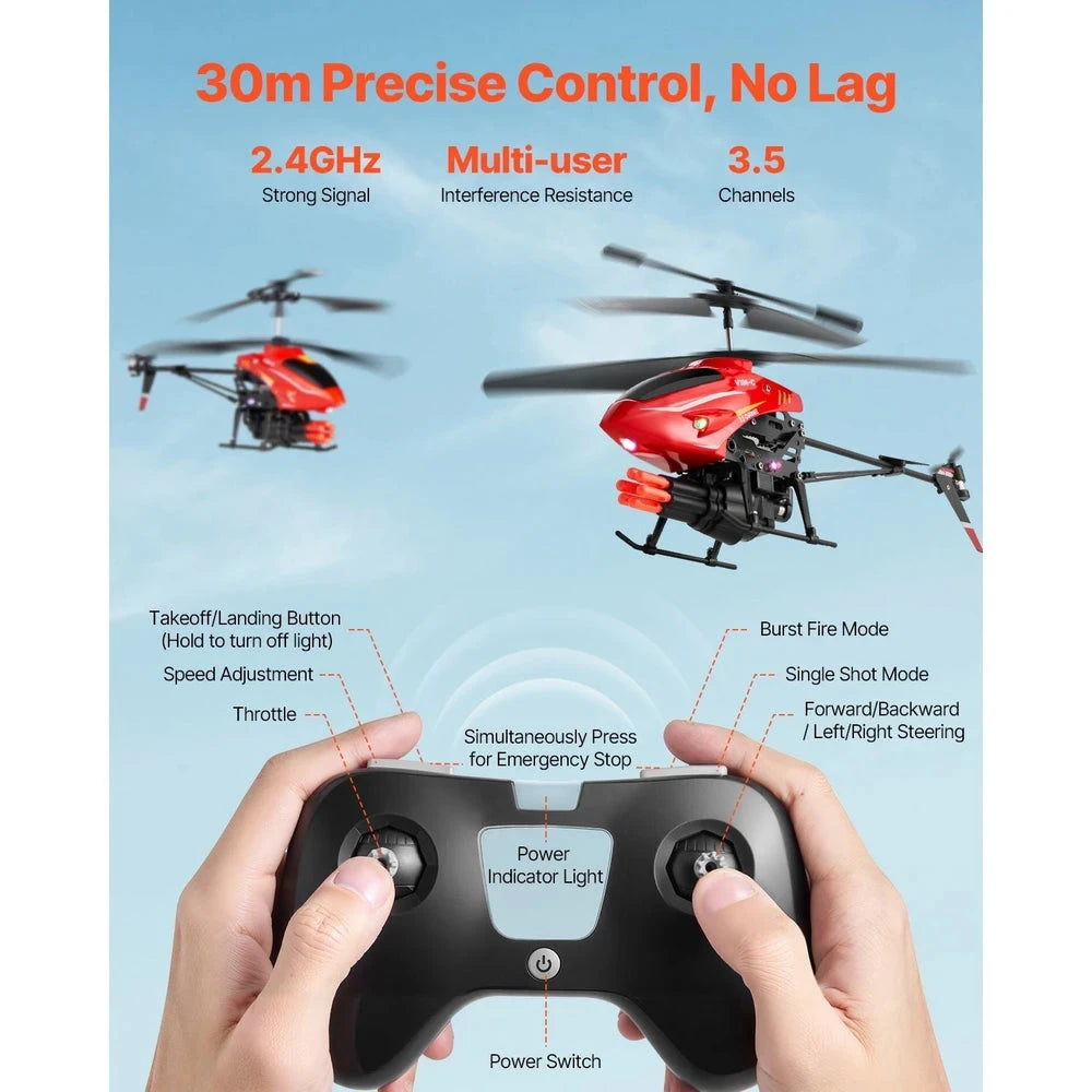 Beginner RC Helicopter – Remote Control Flyer with Shooting Mode (Red)