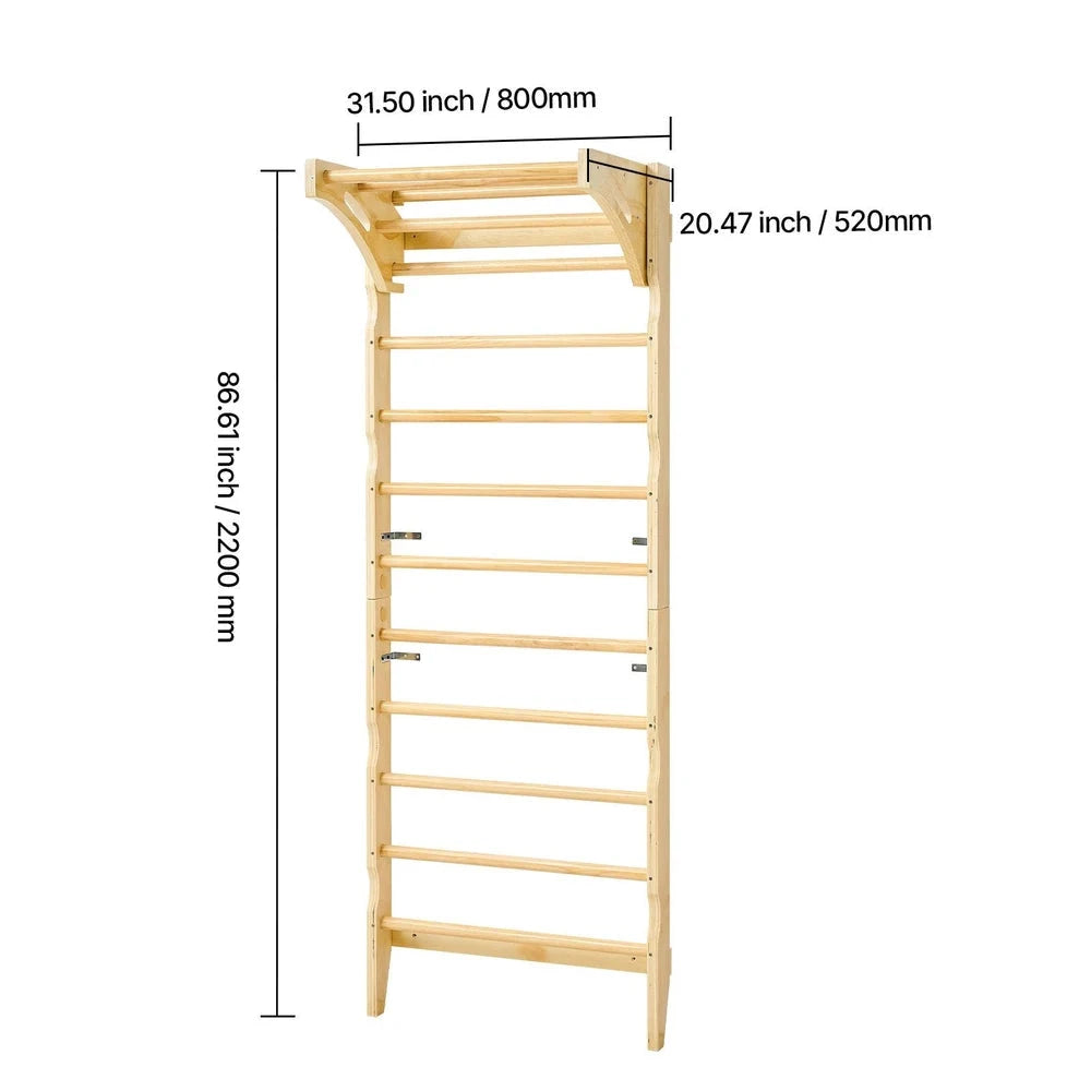 2-in-1 Swedish Ladder Wall Gym – Solid Wood Indoor Climbing Set for Kids
