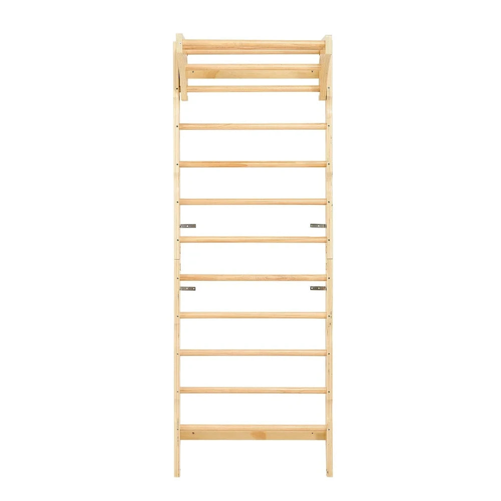2-in-1 Swedish Ladder Wall Gym – Solid Wood Indoor Climbing Set for Kids