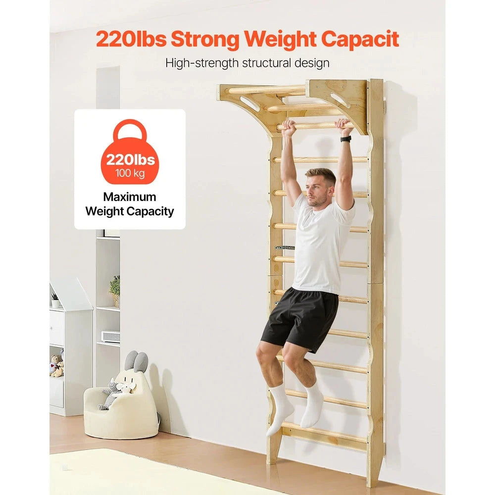2-in-1 Swedish Ladder Wall Gym – Solid Wood Indoor Climbing Set for Kids