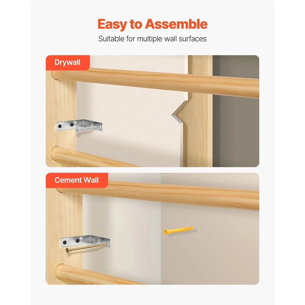 2-in-1 Swedish Ladder Wall Gym – Solid Wood Indoor Climbing Set for Kids