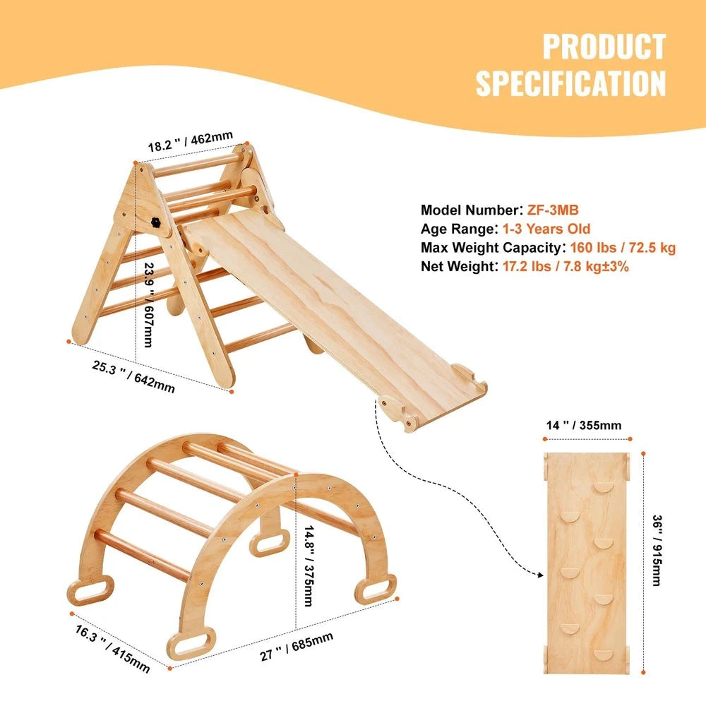 9-in-1 Wooden Montessori Jungle Gym – Pikler Climbing Set for Toddlers