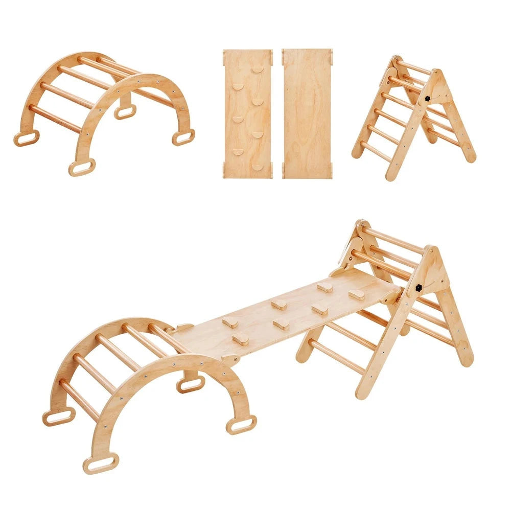 9-in-1 Wooden Montessori Jungle Gym – Pikler Climbing Set for Toddlers