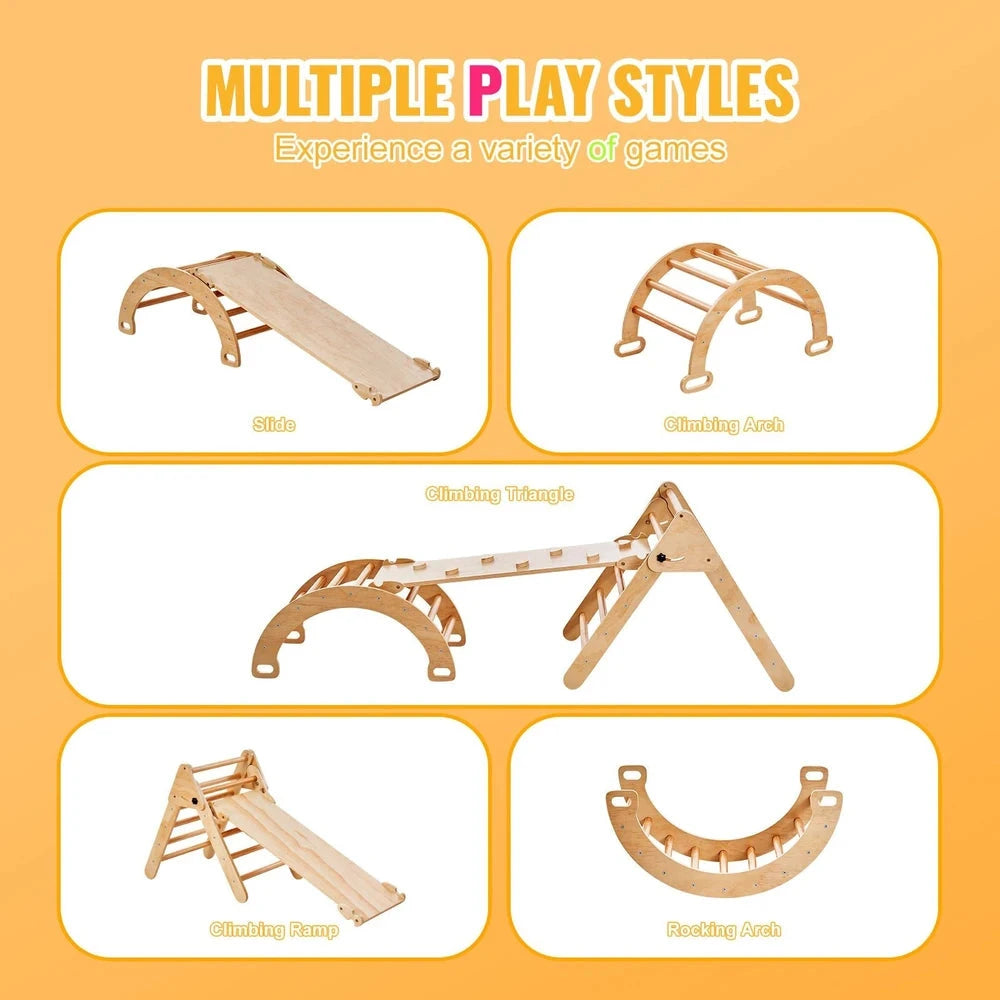 9-in-1 Wooden Montessori Jungle Gym – Pikler Climbing Set for Toddlers