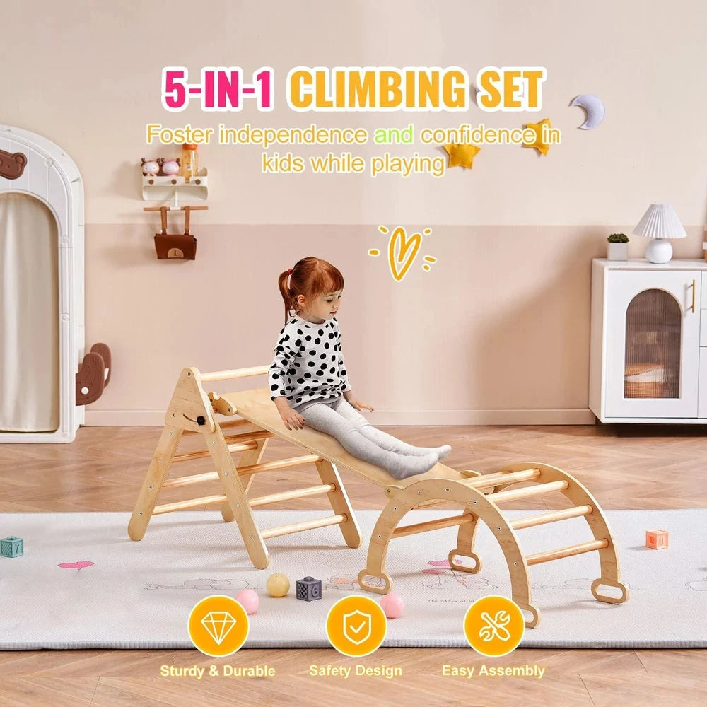 9-in-1 Wooden Montessori Jungle Gym – Pikler Climbing Set for Toddlers