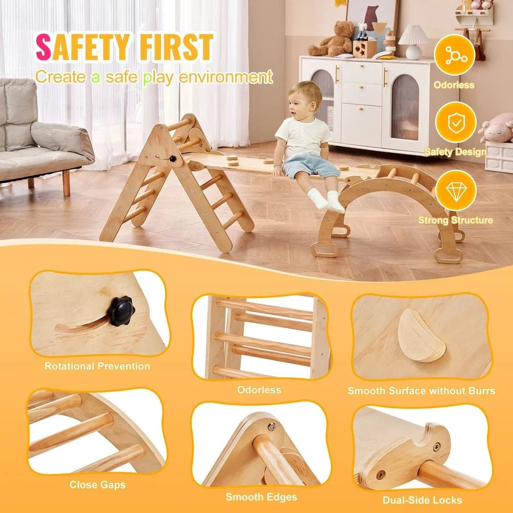 9-in-1 Wooden Montessori Jungle Gym – Pikler Climbing Set for Toddlers