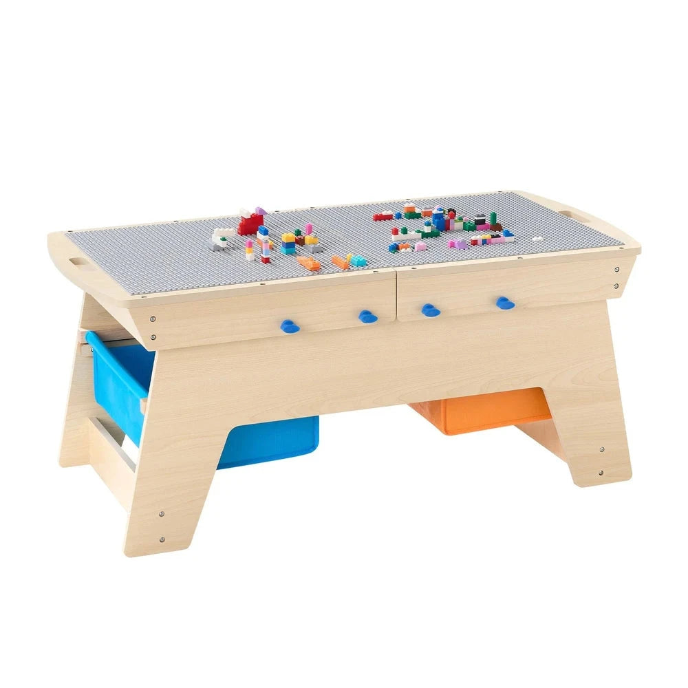 Reversible Wooden Activity Table – Kids Play & Draw Table with Storage
