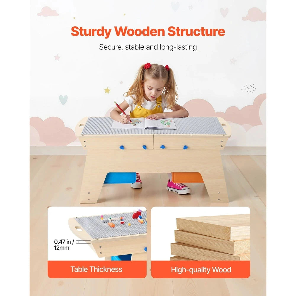 Reversible Wooden Activity Table – Kids Play & Draw Table with Storage