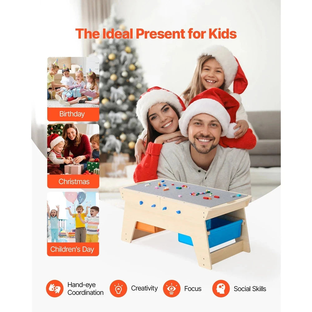 Reversible Wooden Activity Table – Kids Play & Draw Table with Storage