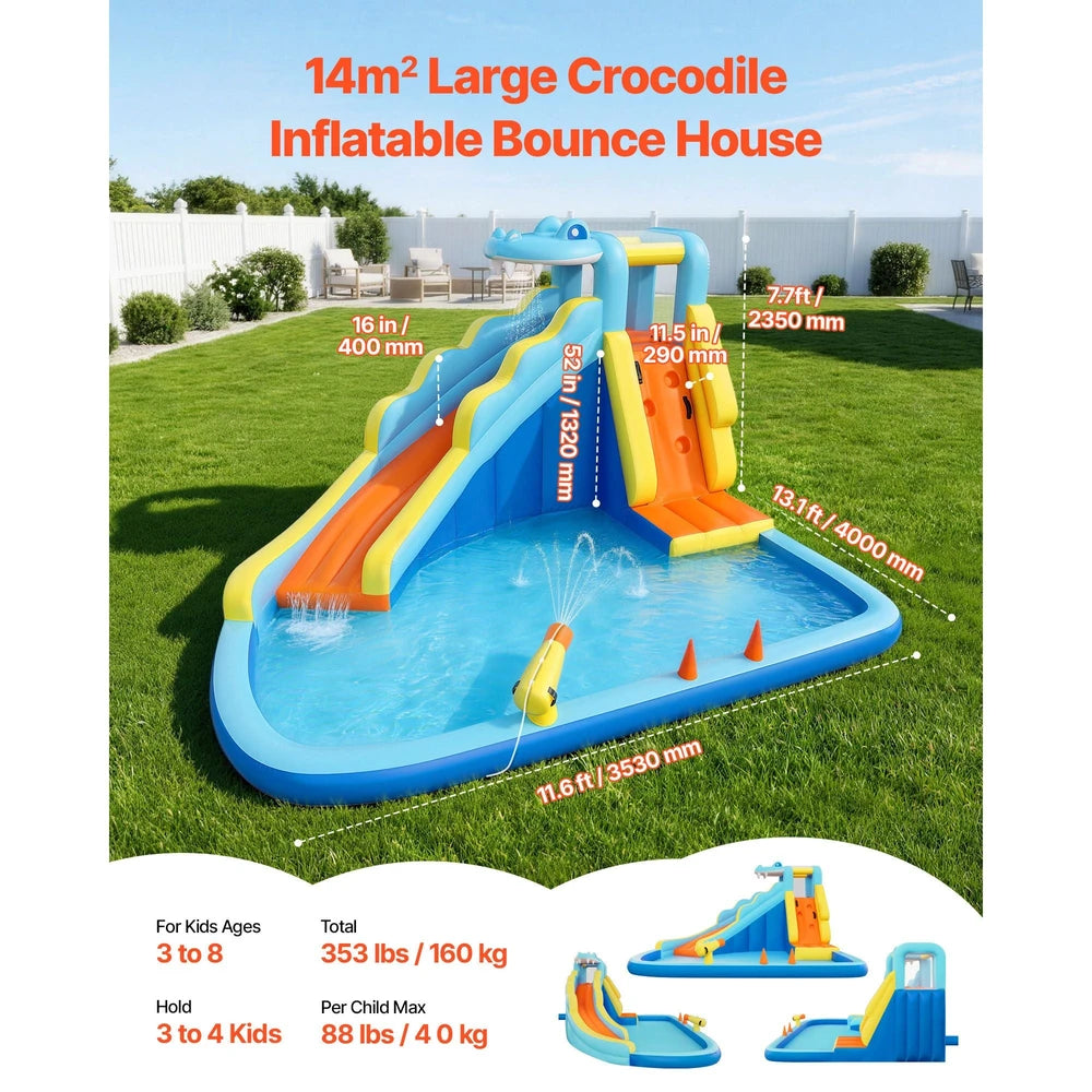 Inflatable Water Park Bounce House – Extra-Large Backyard Water Slide Playground (12x13x8)