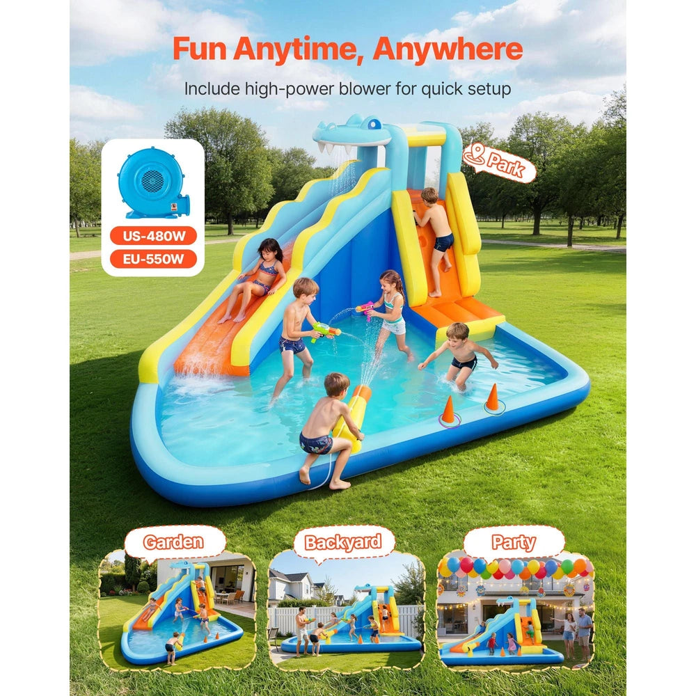 Inflatable Water Park Bounce House – Extra-Large Backyard Water Slide Playground (12x13x8)