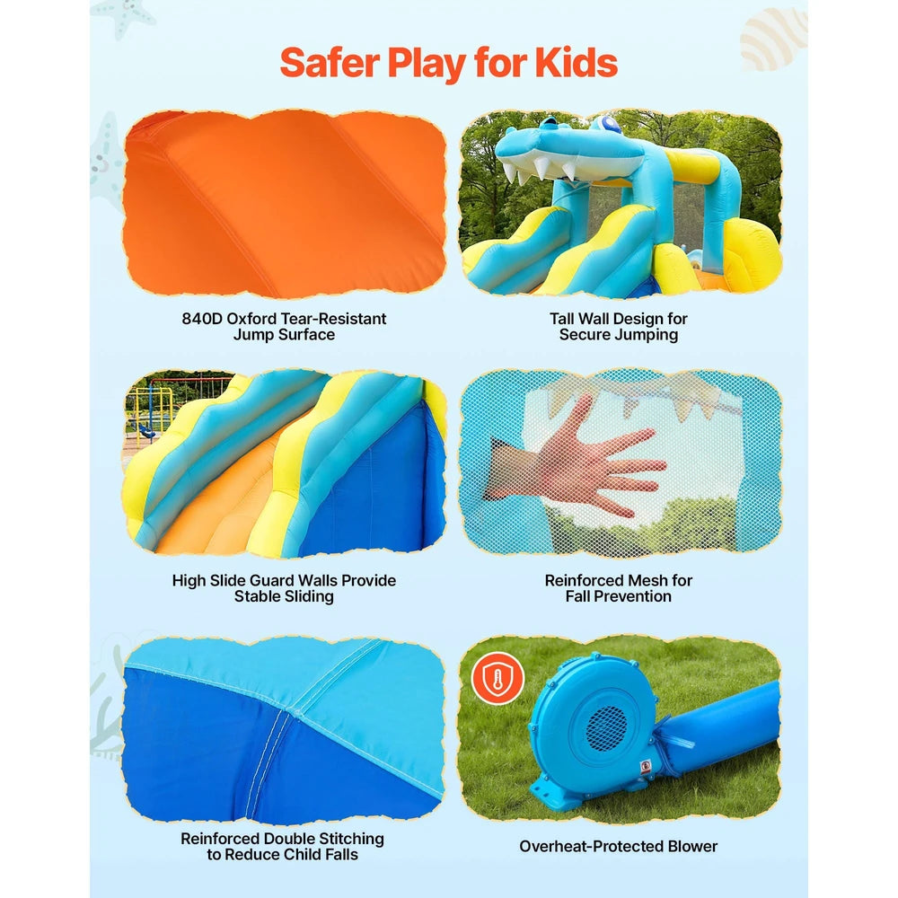 Inflatable Water Park Bounce House – Extra-Large Backyard Water Slide Playground (12x13x8)