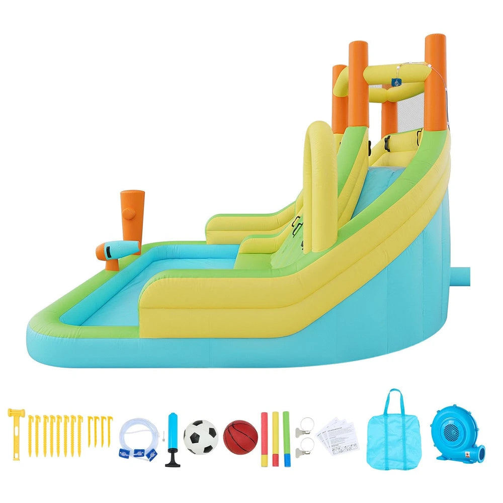 Inflatable Water Park Bounce House – Extra-Large Backyard Water Slide Playground (13x11x8)