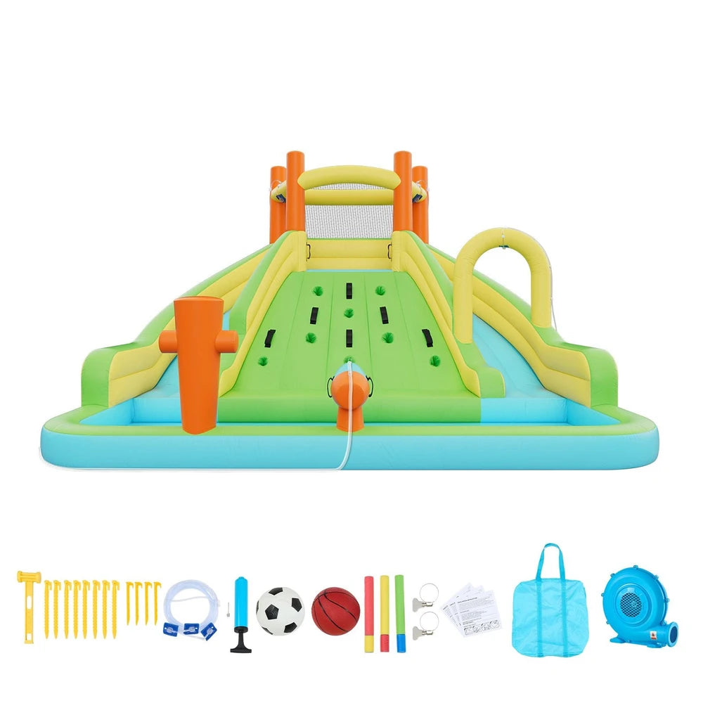 Inflatable Water Park Bounce House – Extra-Large Backyard Water Slide Playground (13x11x8)
