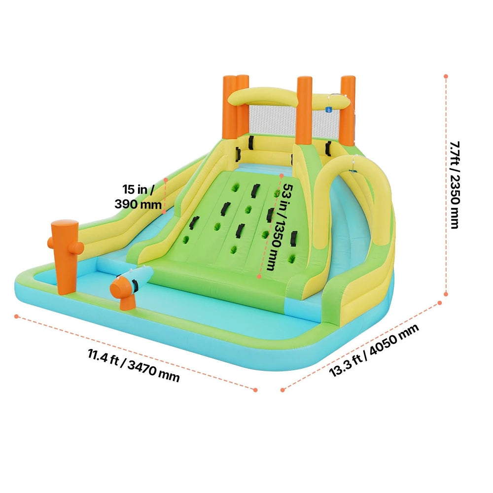 Inflatable Water Park Bounce House – Extra-Large Backyard Water Slide Playground (13x11x8)