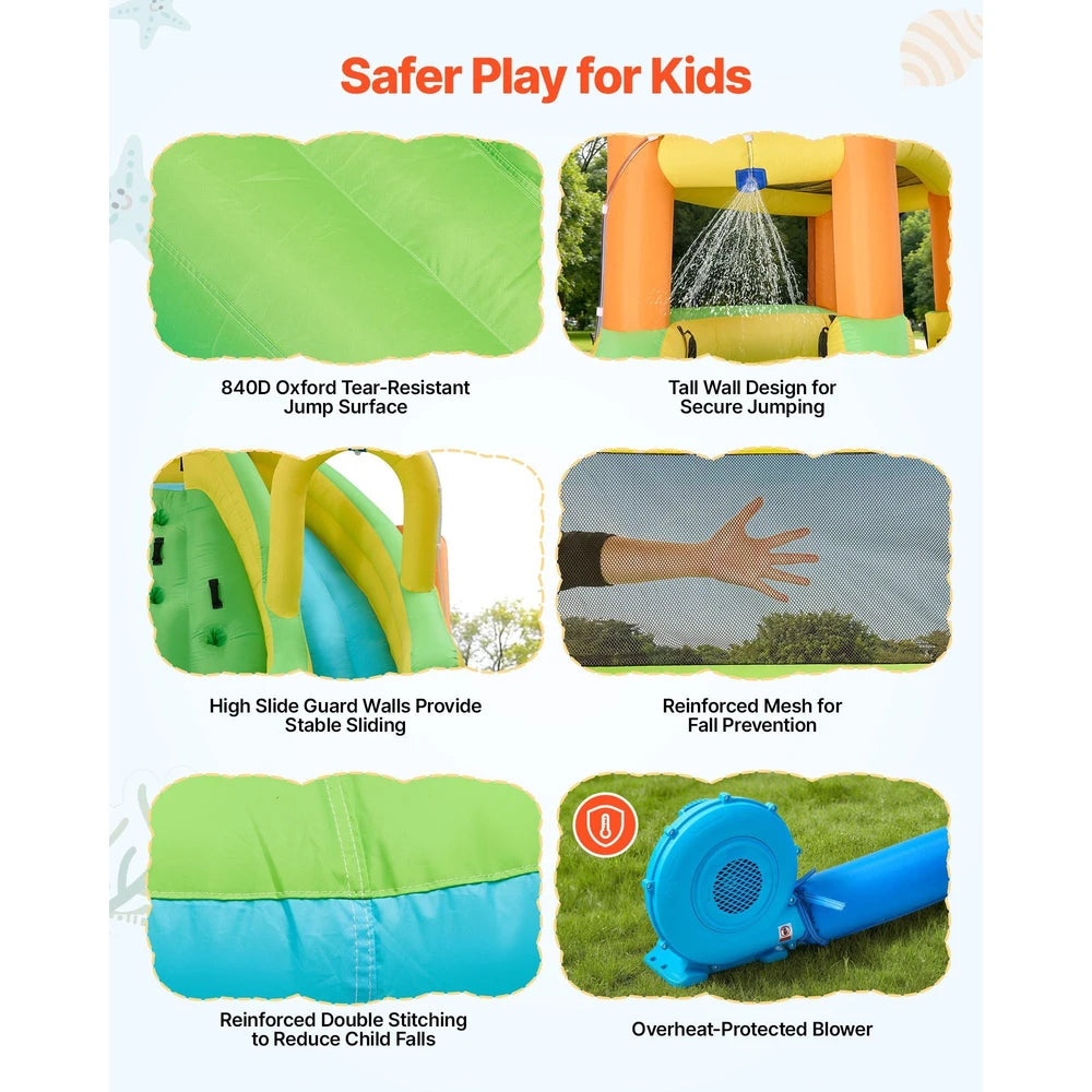 Inflatable Water Park Bounce House – Extra-Large Backyard Water Slide Playground (13x11x8)