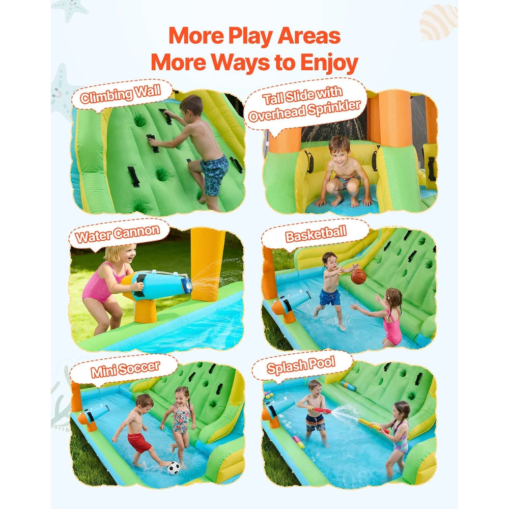 Inflatable Water Park Bounce House – Extra-Large Backyard Water Slide Playground (13x11x8)