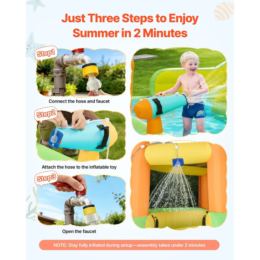 Inflatable Water Park Bounce House – Extra-Large Backyard Water Slide Playground (13x11x8)