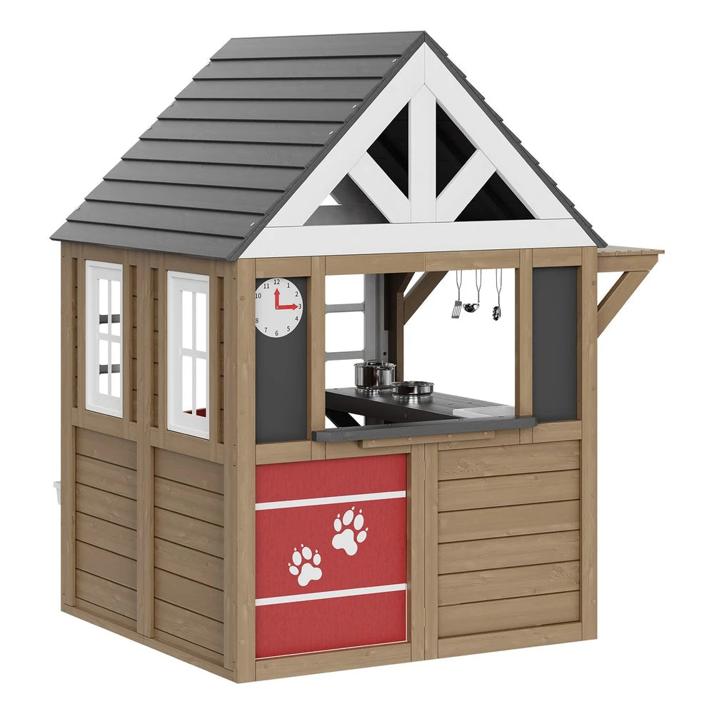 Wooden Cottage Playhouse – Outdoor Kids Playhouse for Backyard Fun