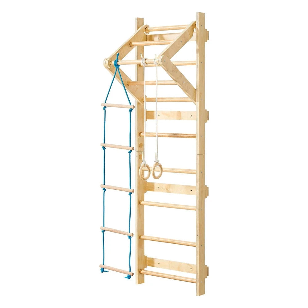 4-in-1 Swedish Ladder Wall Gym – Solid Wood Indoor Climbing Set for Kids