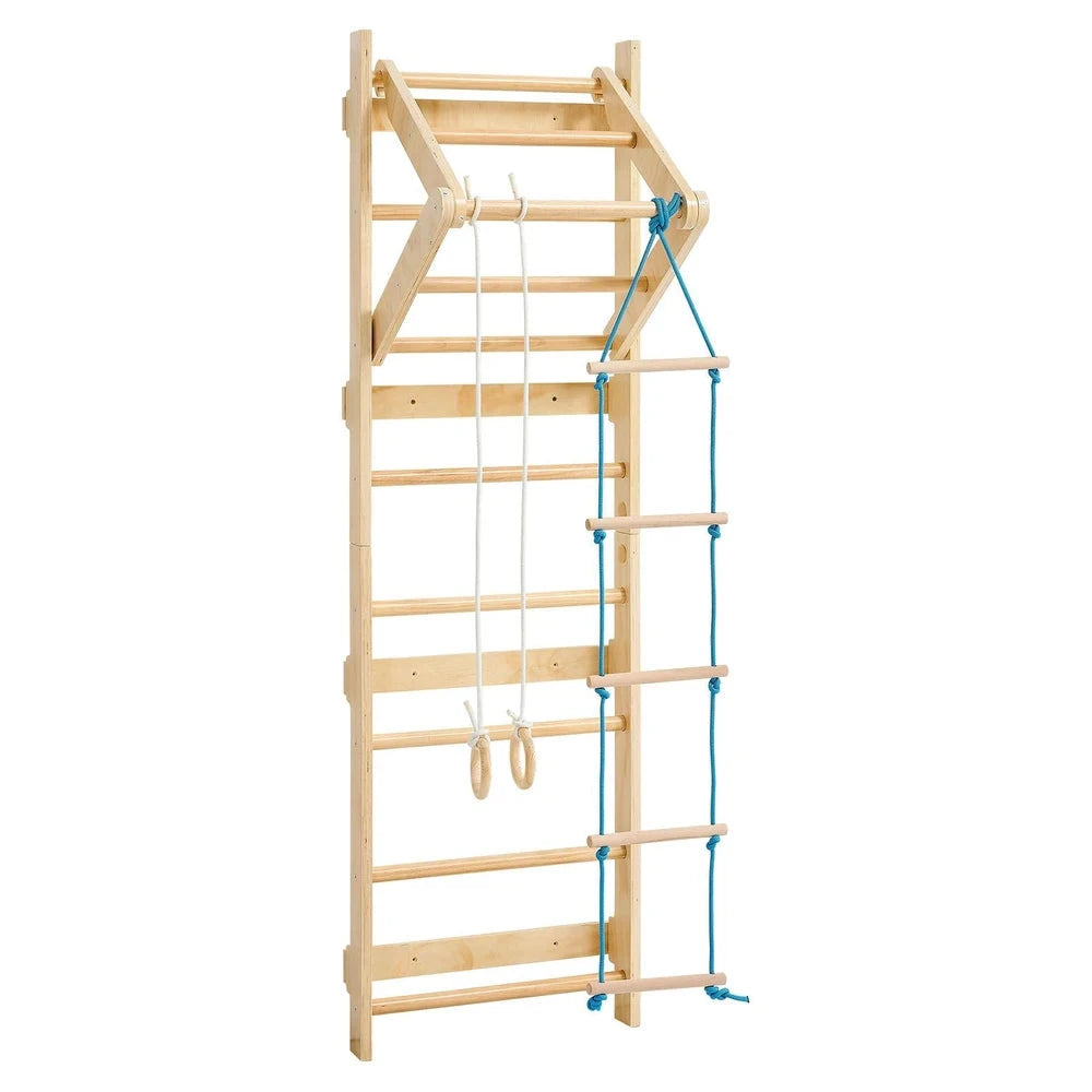 4-in-1 Swedish Ladder Wall Gym – Solid Wood Indoor Climbing Set for Kids