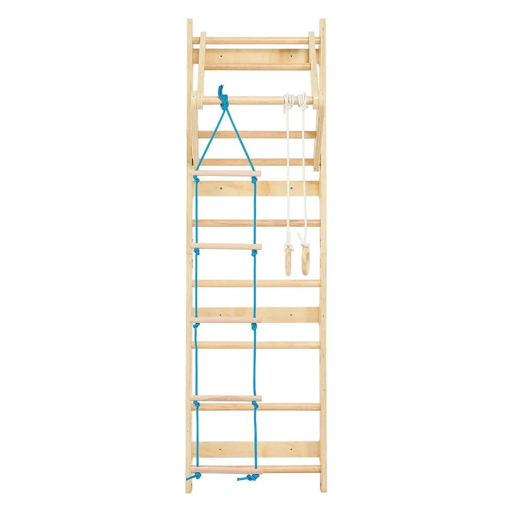 4-in-1 Swedish Ladder Wall Gym – Solid Wood Indoor Climbing Set for Kids