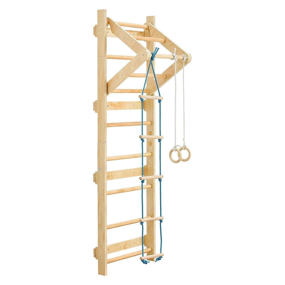 4-in-1 Swedish Ladder Wall Gym – Solid Wood Indoor Climbing Set for Kids