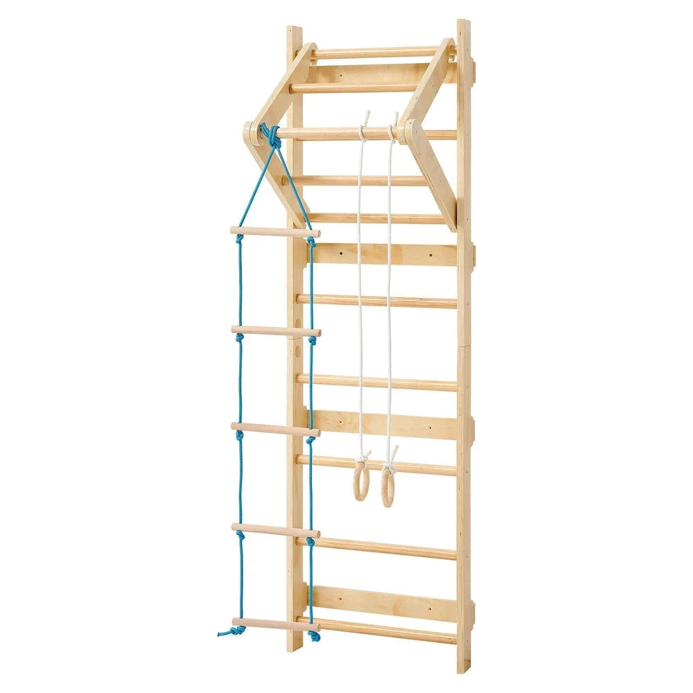 4-in-1 Swedish Ladder Wall Gym – Solid Wood Indoor Climbing Set for Kids