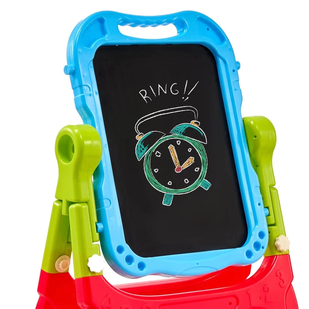2-in-1 Double-Sided Art Easel – Adjustable Kids Easel with Chalkboard & Whiteboard