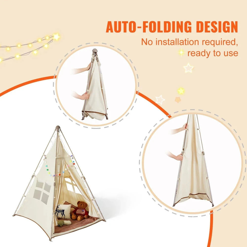 Foldable Kids Teepee Tent – Portable Indoor Playhouse for Toddlers