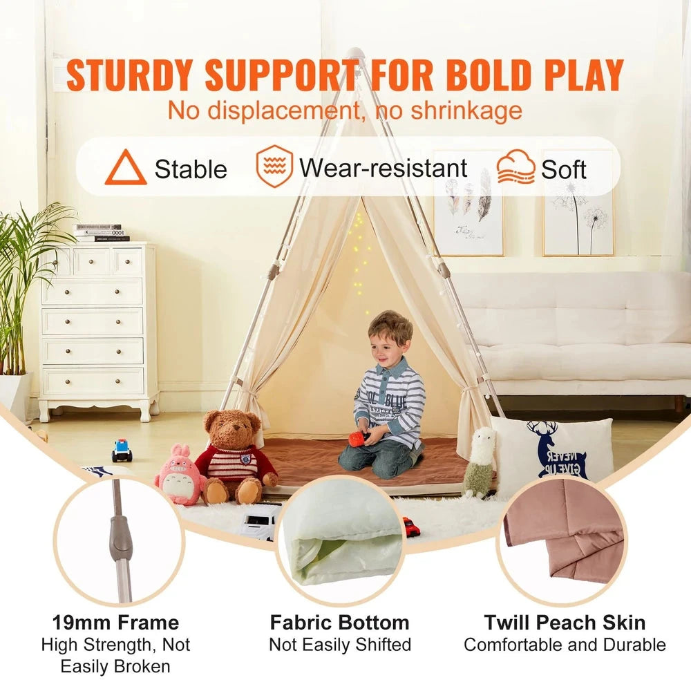 Foldable Kids Teepee Tent – Portable Indoor Playhouse for Toddlers