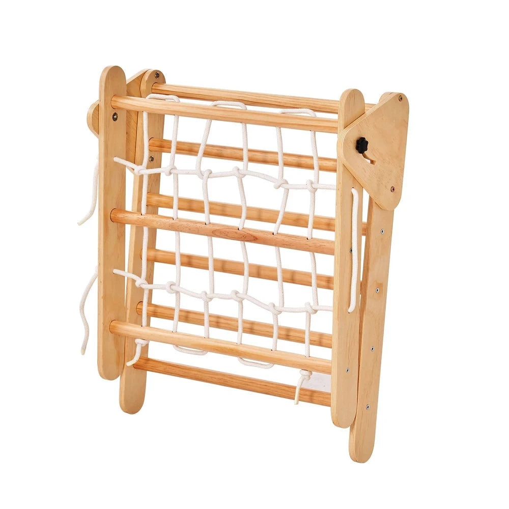 4-in-1 Wooden Montessori Jungle Gym – Foldable Pikler Triangle Climbing Set