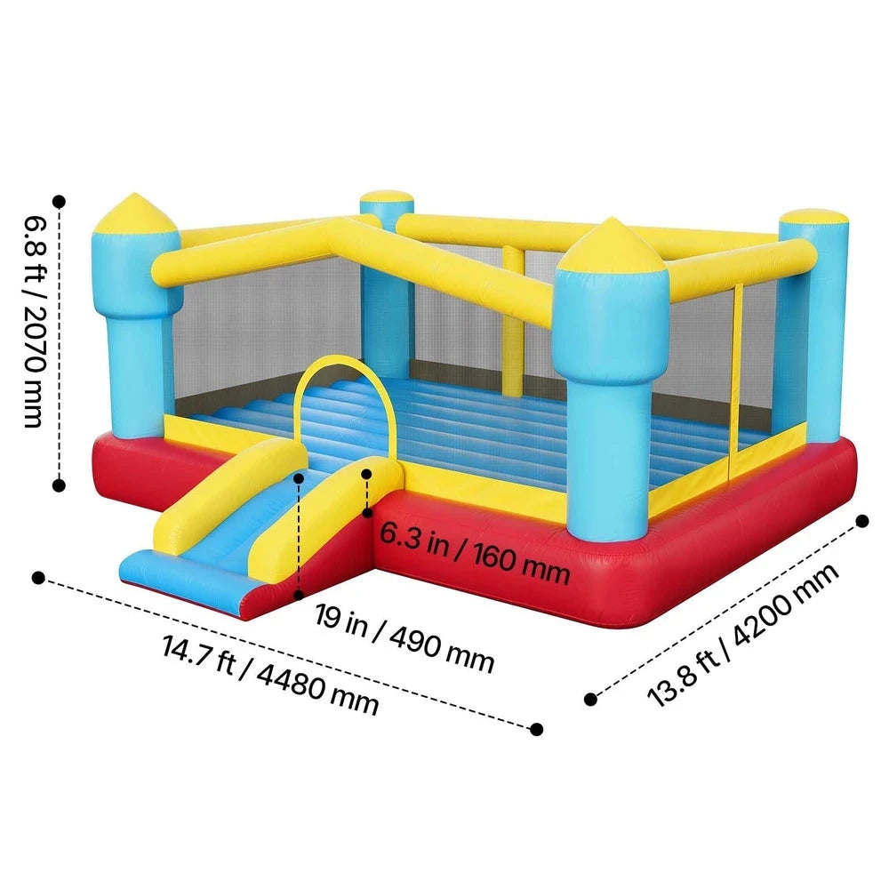 Inflatable Bounce House – Backyard Bouncer with Slide & Basketball Hoop